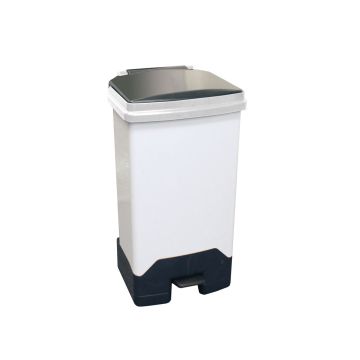 70 Litre Fully Plastic Fire Retardant Pedal Bin (H79-W46-D42Cm) Black Lid - Each