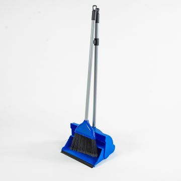 Blue Plastic Lobby Dustpan and Brush - Each