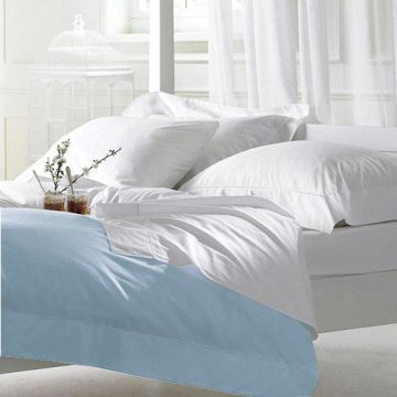 Pale Blue Polycotton Single Flat Sheet