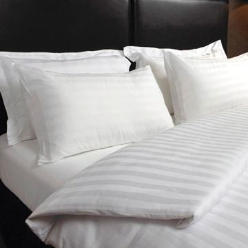 Single Satin Striped Duvet Cover White - Each