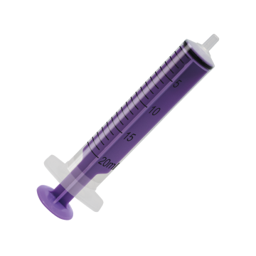 Oral Tip Syringe 20ml - Purple Plunger - Individually Wrapped - Pack 50