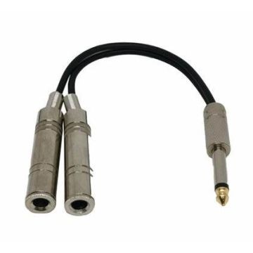 Mono Cable Splitter ( Comprising of 1 x 1/4 Mono Jack Plug  To 2 x 1/4 Mono Jack Socket )