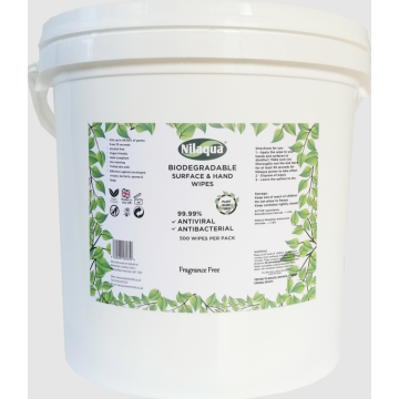 Nilaqua Biodegradable Surface and Hand Wipes - Tub 500 - Each