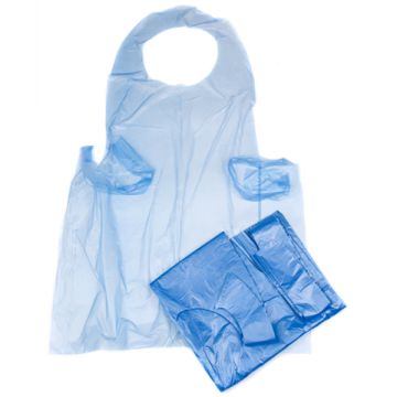 Aprons Premium Polythene Blue Flat Pack 10mu - Pack 100 - Case 10