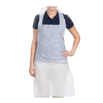 Aprons Premium Polythene White Flat Pack 10mu - Pack 100 - Case 10