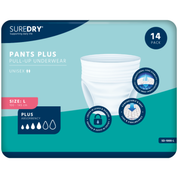 SureDry Pants Plus - Large - Pack 14