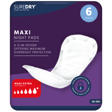 SureDry MaxiNight Light Ladies Pad - Pack 6