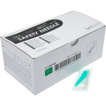 SOL-CARE Safety Needle 21G x 2" - Box of 100