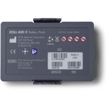 This is an image of the back of a Zoll AED 3 Battery Pack