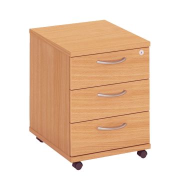 Low Mobile 3 Drawer Pedestal - Beech
