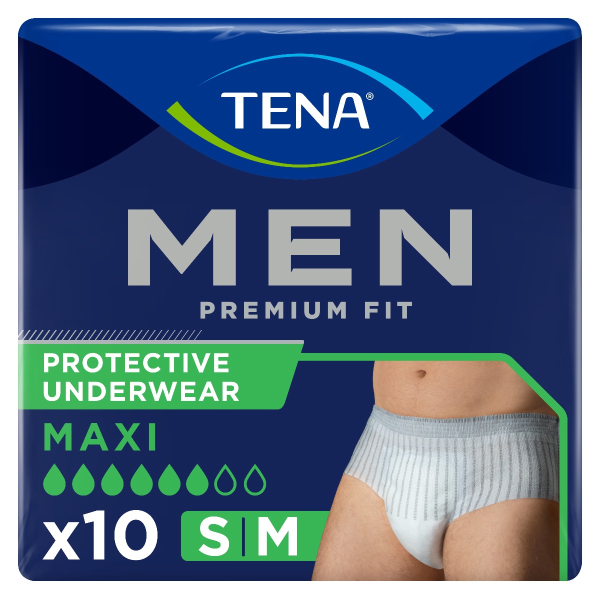 Tena Men Premium Fit Protective Underwear Maxi S/M (75-100cm) - Pack 10
