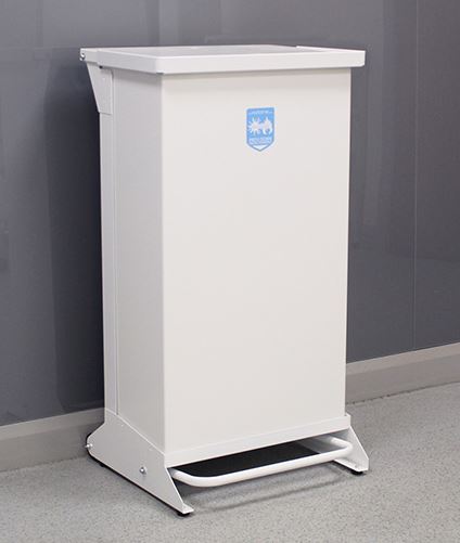 80L Metal Pedal Bin, F/R Removable Body - White Lid - Each