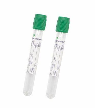 BD Vacutainer Plastic Lithium Heparin tube with Green BD Hemogard Closure, 4ml box 100