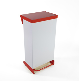 Bin F/R - 65ltr Foot operated-Fully Enclosed-Red-Each