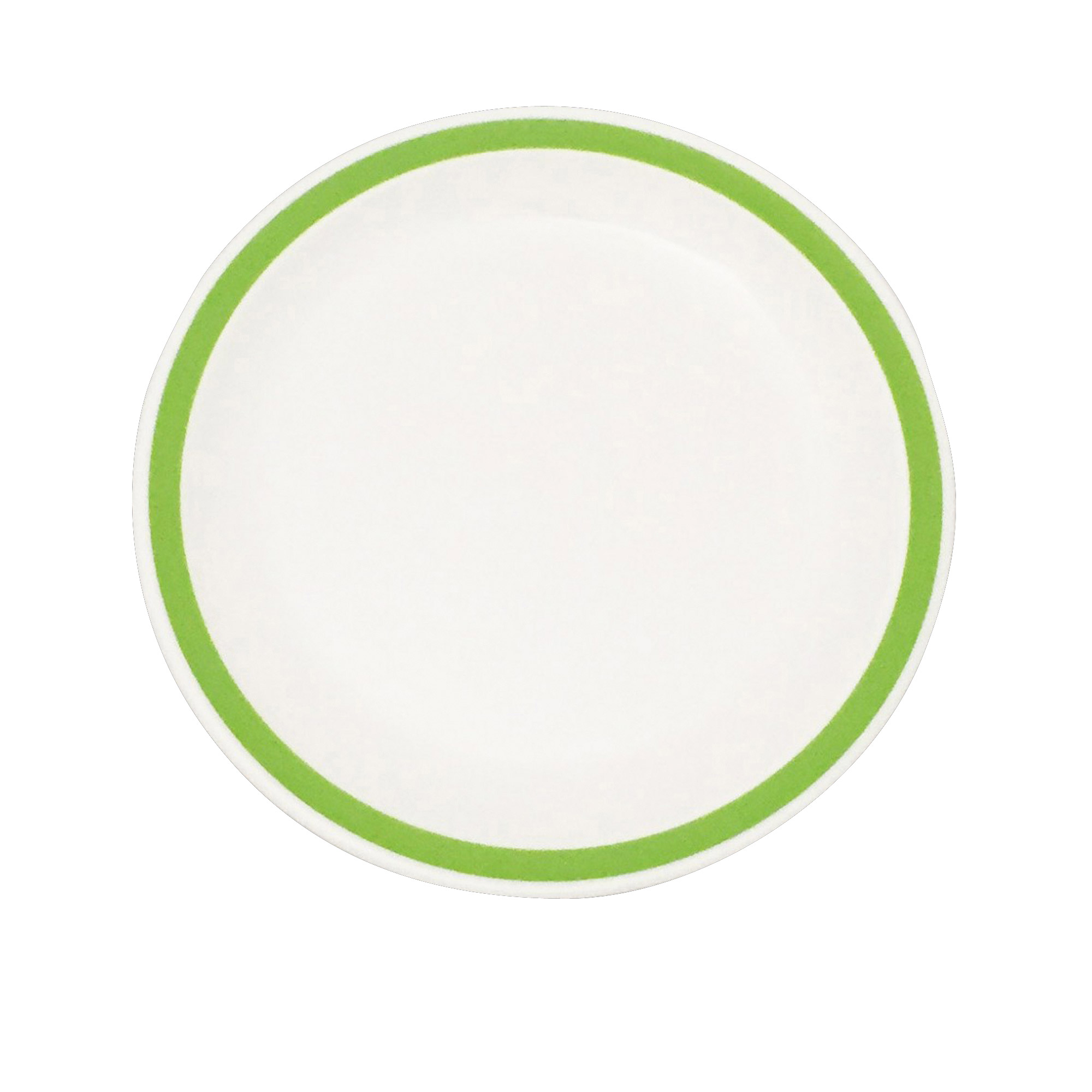 Polycarb White Side Plate 17cm with Green Narrow Rim - EACH