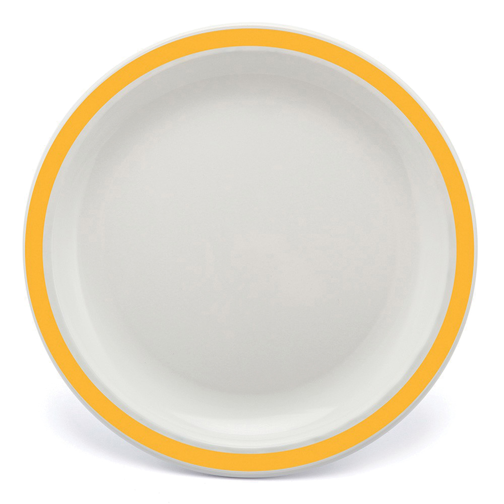 Polycarb White Side Plate 17cm with Yellow Narrow Rim - EACH