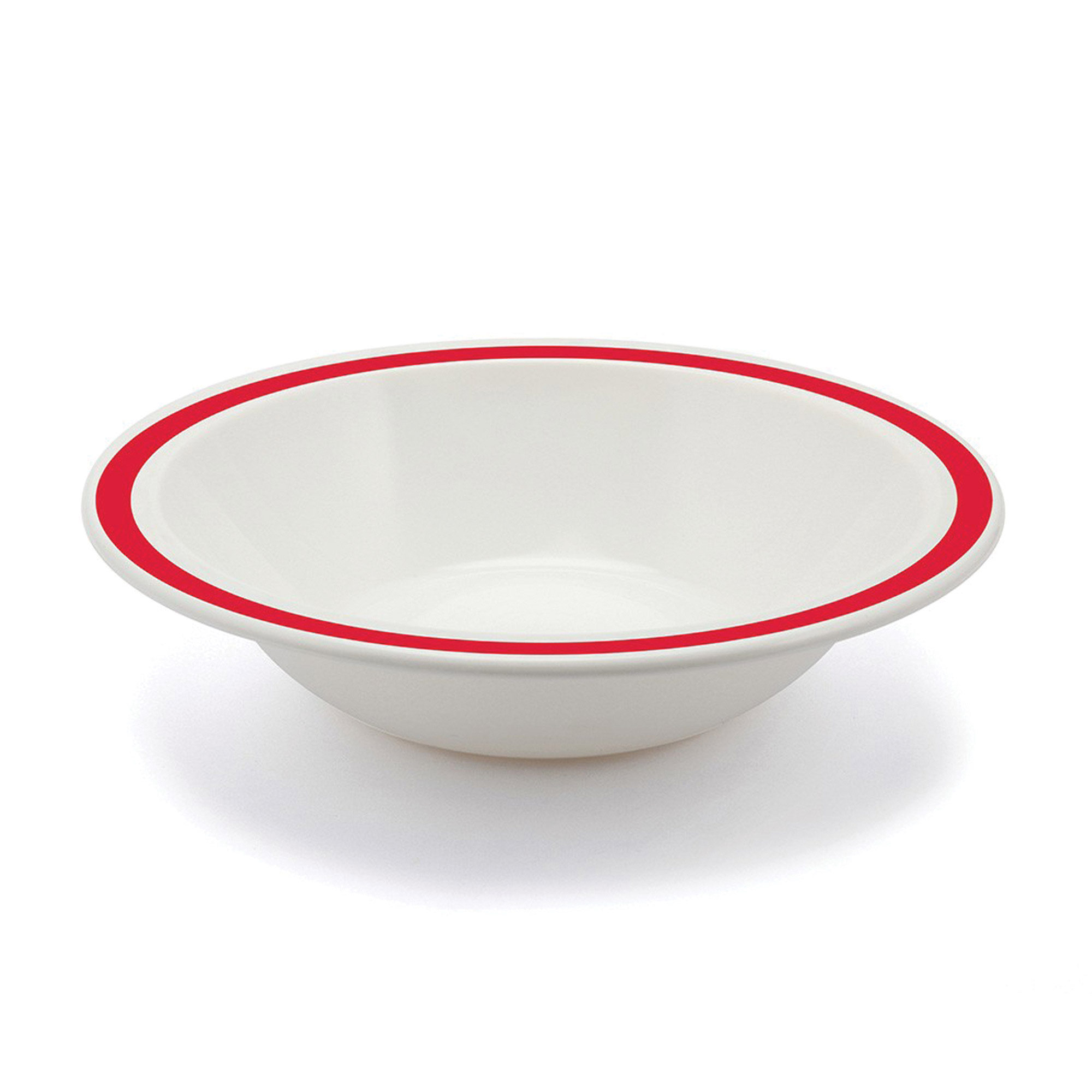 Polycarb White Bowl Narrow Red Rim - Each