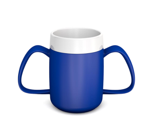 Blue Internal Cone Two Handled Mug