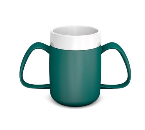 Teal Internal Cone Two Handled Mug