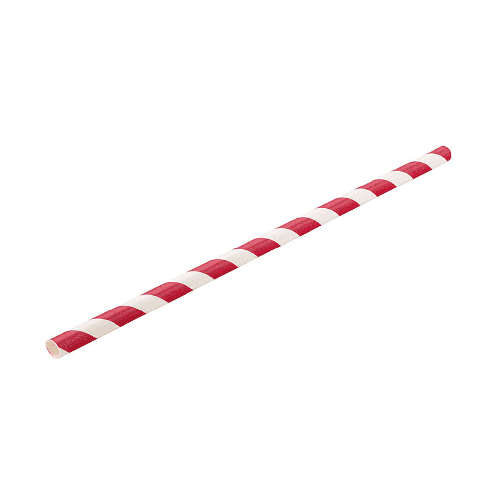 Paper Straws - Red Striped - 8" - Case of 250