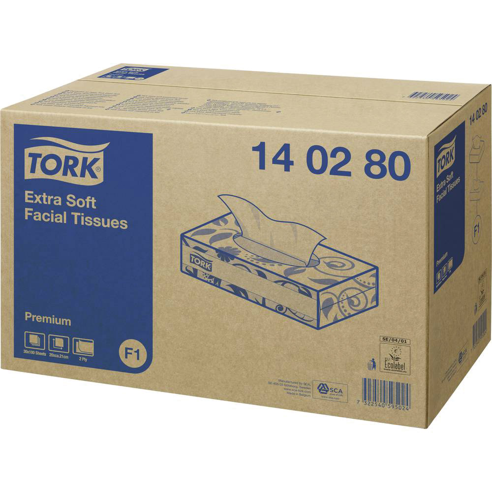 Tork 2 Ply White Facial Tissues Pack Of 30 - Case Of 100