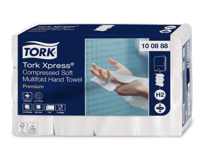 Tork Xpress Compressed Soft Multifold Hand Towels (White) - Case of 2040
