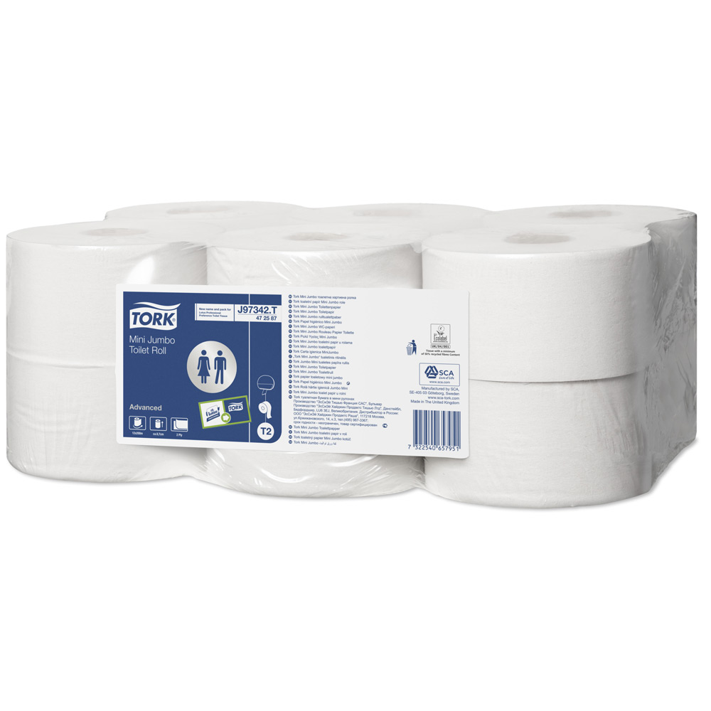 Tork Mini Jumbo Toilet Tissue White 76mm - Case of 12