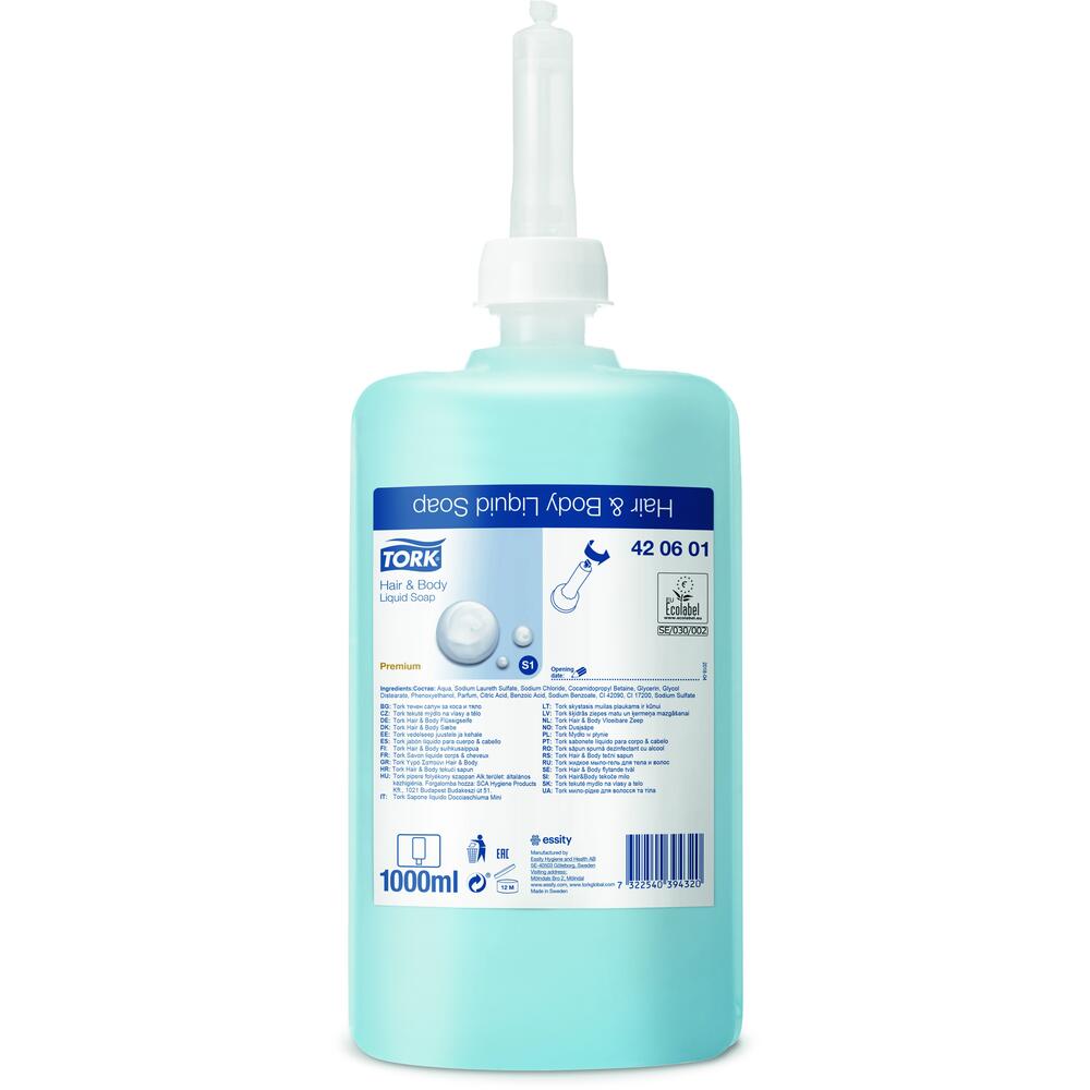 Tork Hair and Body Liquid Soap 1000Ml - Case Of 6