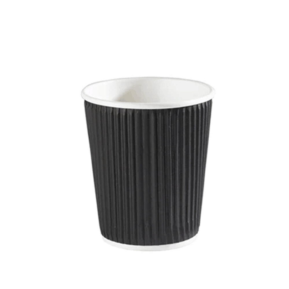 8oz Black Ripple Wall Hot Drink Cup - 227ML - Case 500