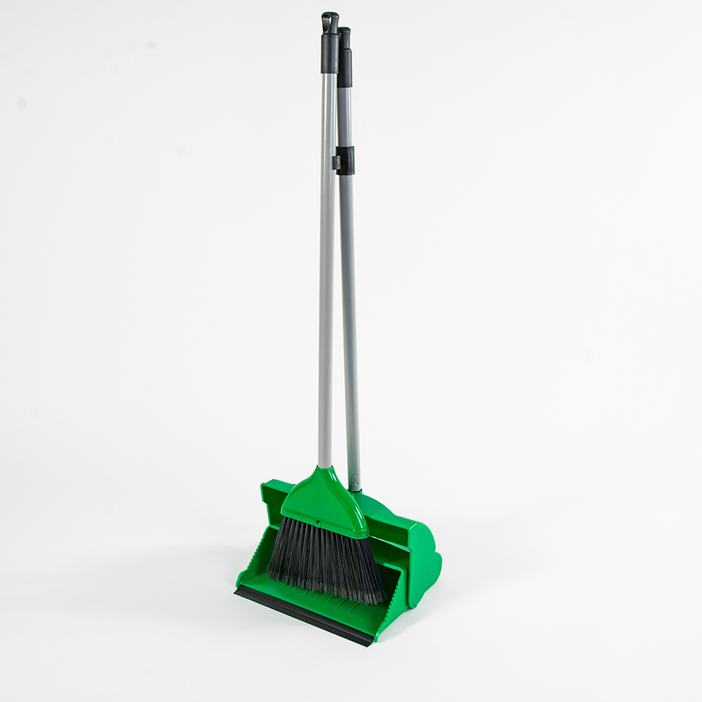 Green Plastic Lobby Dustpan and Brush - Each