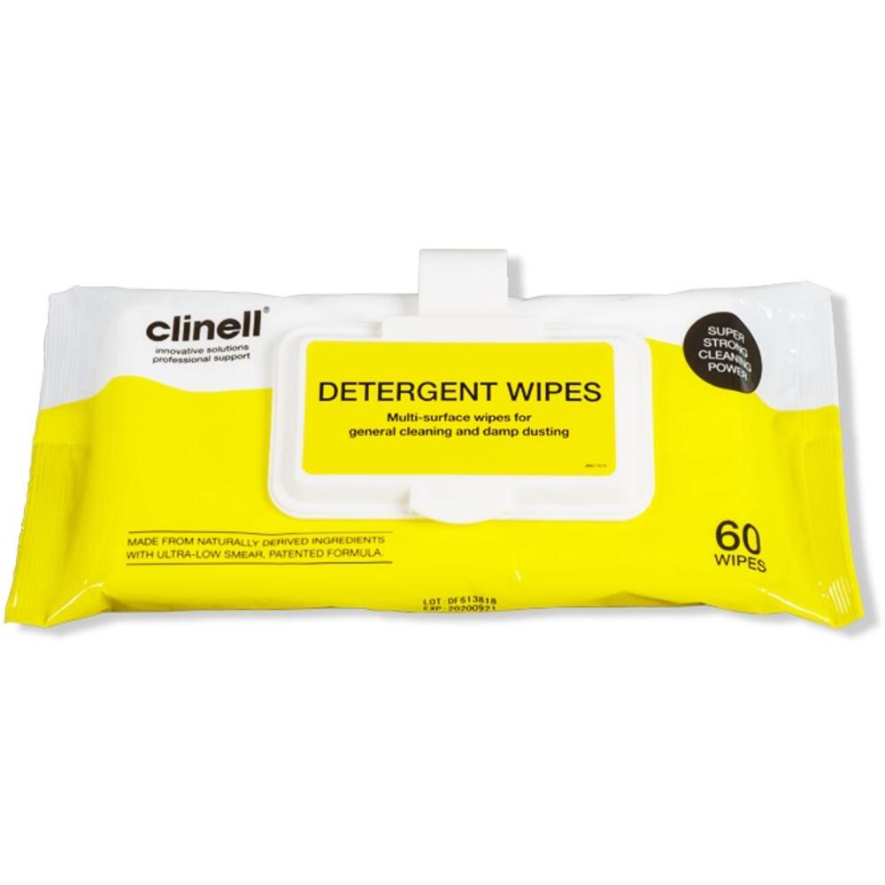 Clinell Universal Detergent Wipes (Clip Pack) - Pack of 60