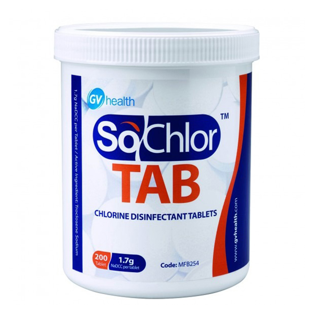 SoChlor Chlorine Food/Surface Disinfection Tablets 1.7g - Tub of 200