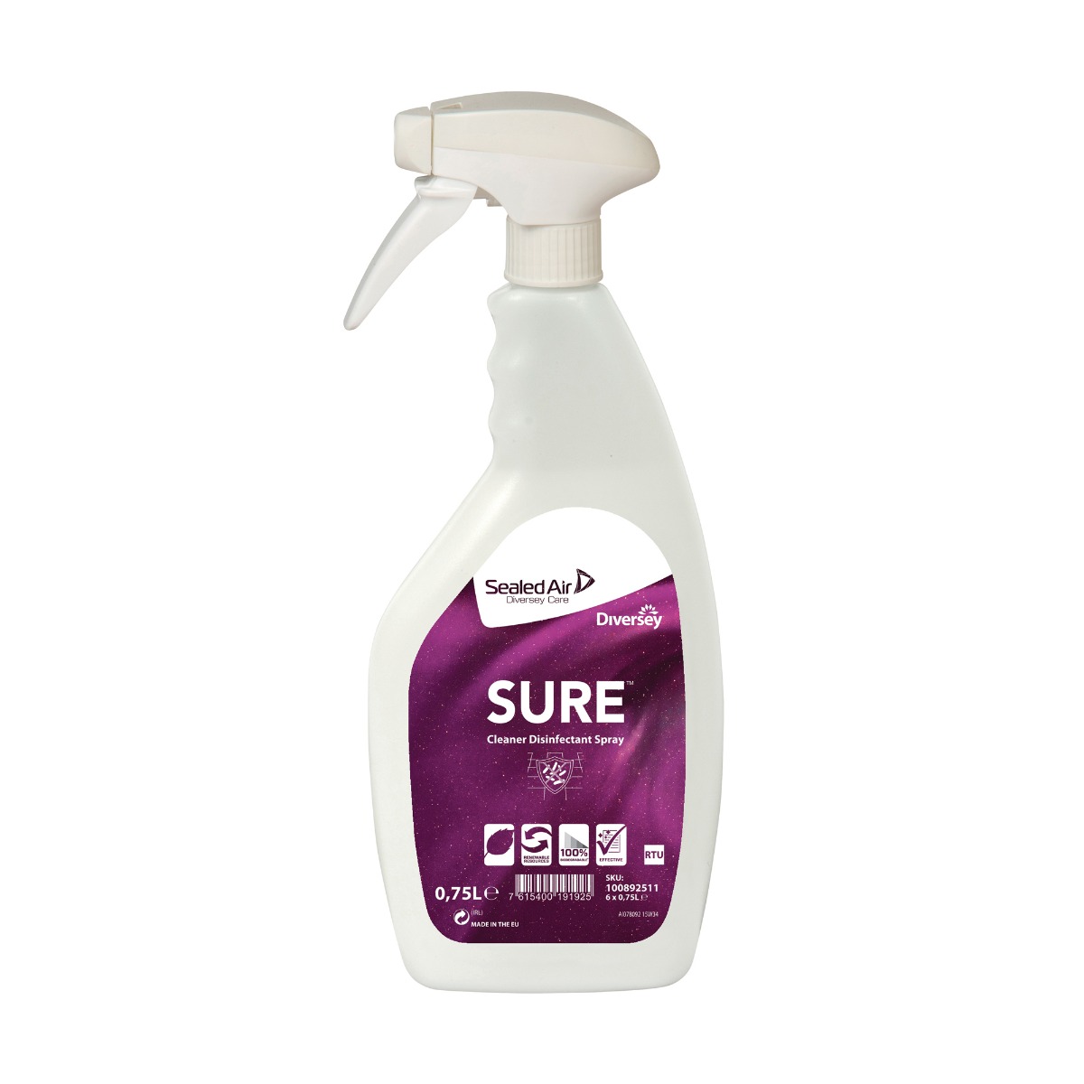 SURE Cleaner Disinfectant Spray (RTU) 0.75l - Case of 6