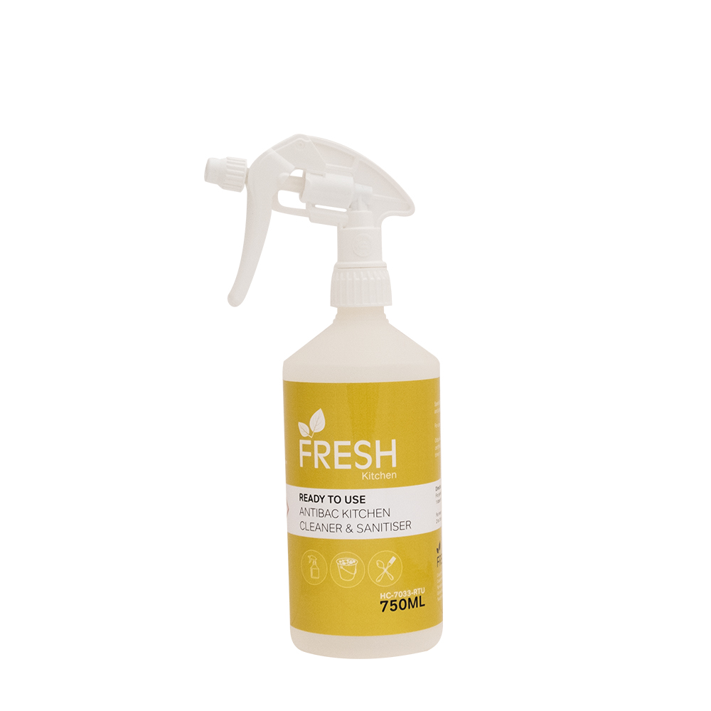 Fresh Trigger Bottle And Label For Bacterial Kitchen Cleaner - Each