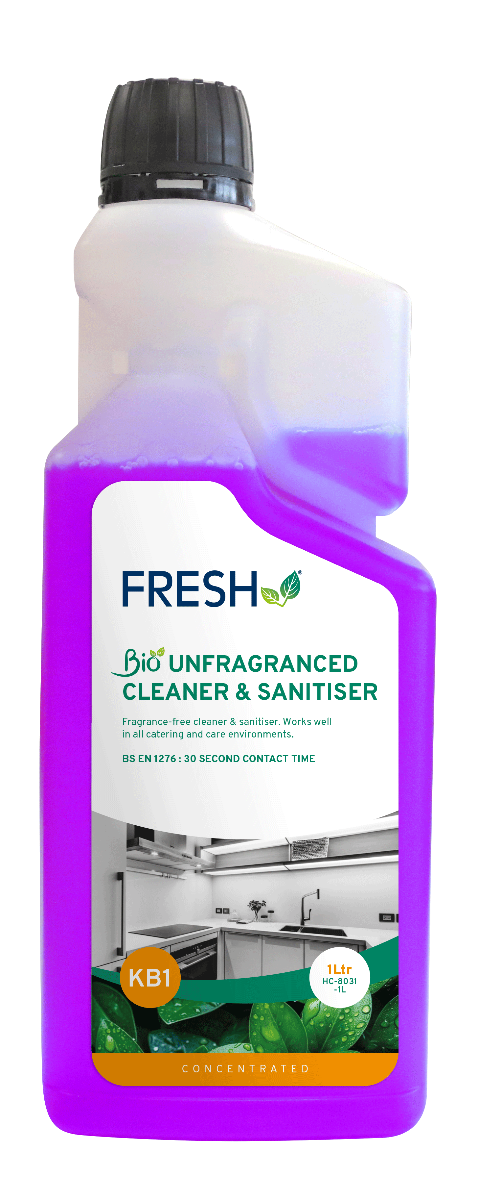 KB1 Fresh-Bio Sanitiser Fragrance Free Concentrate 1 Litre - Case 2