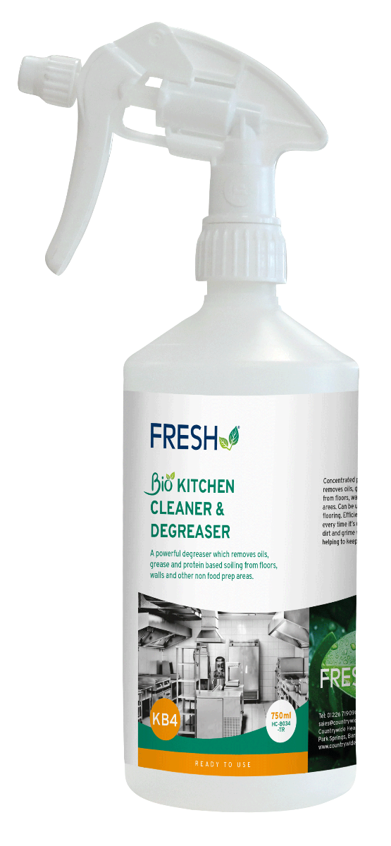 Trigger Bottle & Label for KB4 Fresh-Bio Kitchen Degreaser Concentrate 
