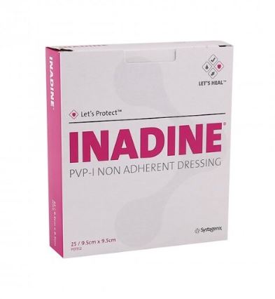 9.5 CM X 9.5 CM Inadine Povidone Iodine Non-Adher Ent Dressing - 10 pack