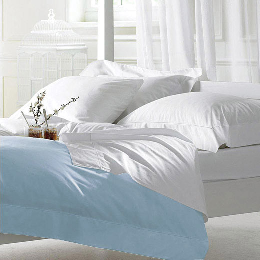 Pale Blue Polycotton Single Fitted Sheet