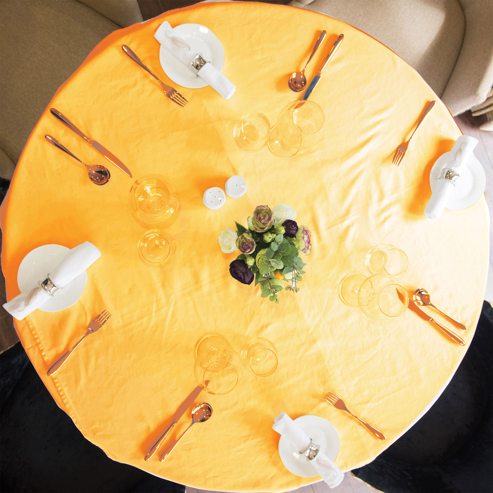 Gold Round Table Cloth 137cm