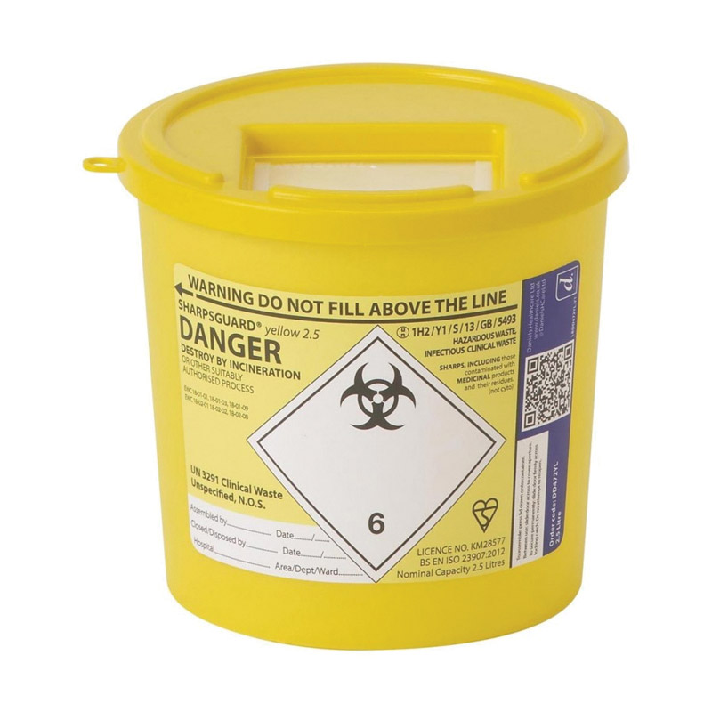 Sharps Container - Yellow - 2.5Ltr