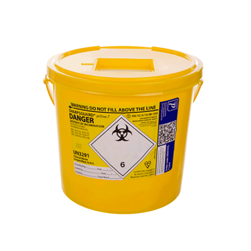 Sharpsguard Sharps Container 7L Yellow Lid  -  Each