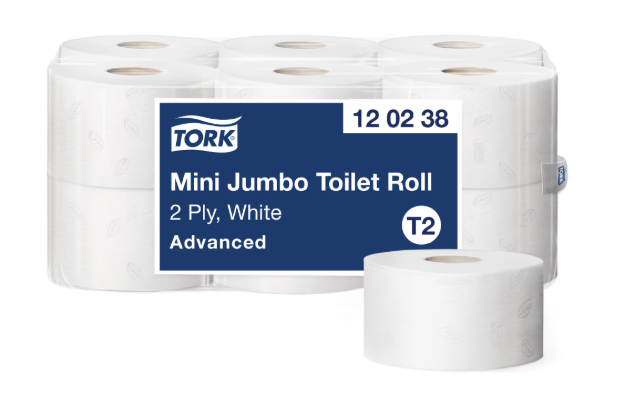 Tork Mini Jumbo Toilet Paper Roll White T2 - Case of 5