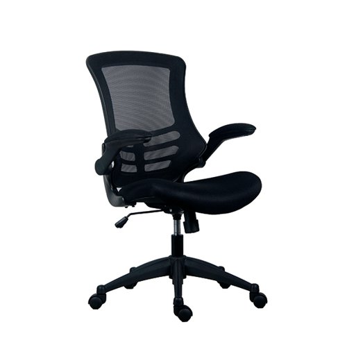 Marlos Mesh Back Office Chair With Folding Arms - Black SW: 530, SD: 490, SH: 435-535