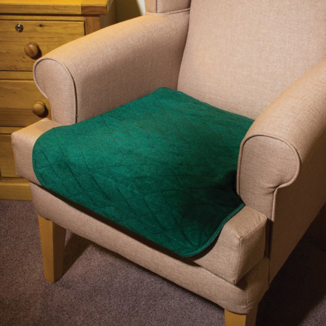 Incontinence Chair Pad Velour Plain Green 53X58Cm - Each