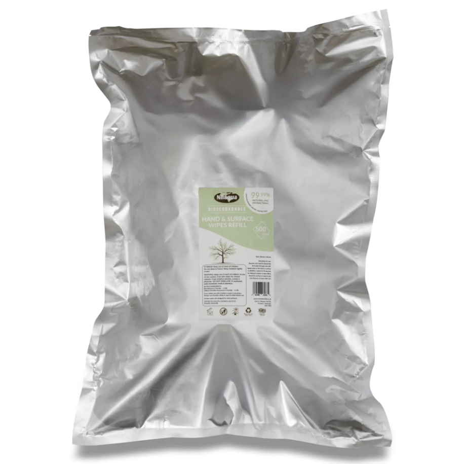 Nilaqua Biodegradable Surface & Hand Wipes - Refill 500 - EACH