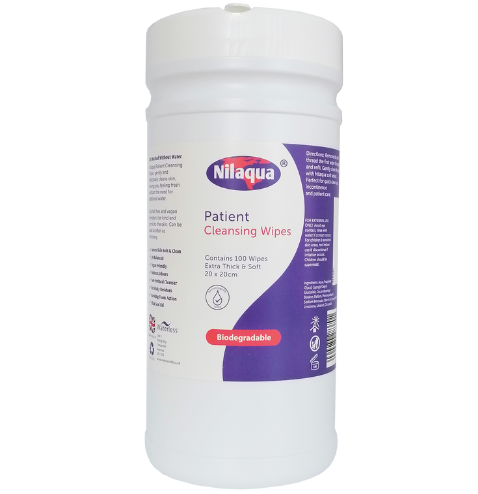 Nilaqua Biodegradable Patient Cleansing Wipes - Tub 100
