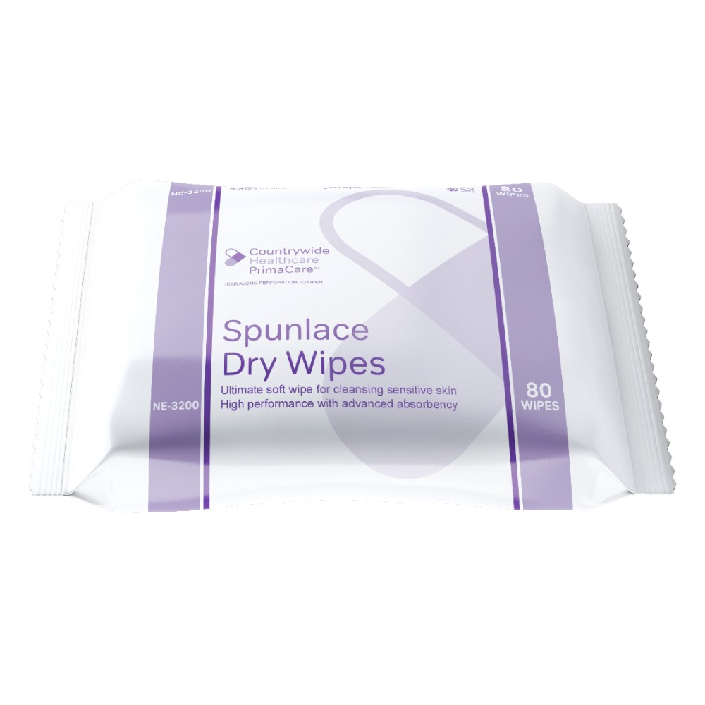 Spunlace Cleansing Dry Patient Wipe - Pack 100 - Case 16