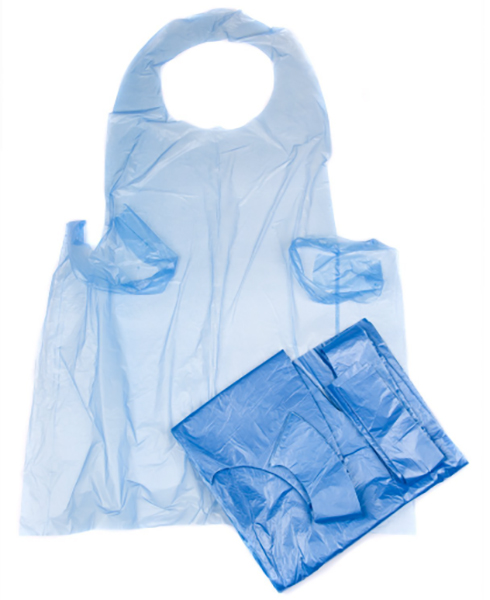 Aprons Premium Polythene Blue Flat Pack 10mu - Pack 100 - Case 10