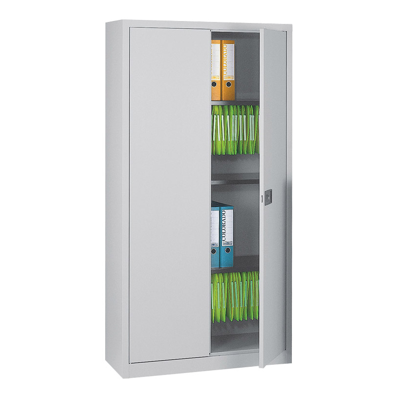 Tall 2 Door Locking Stationary Cupboard with Shelves - Goose Grey