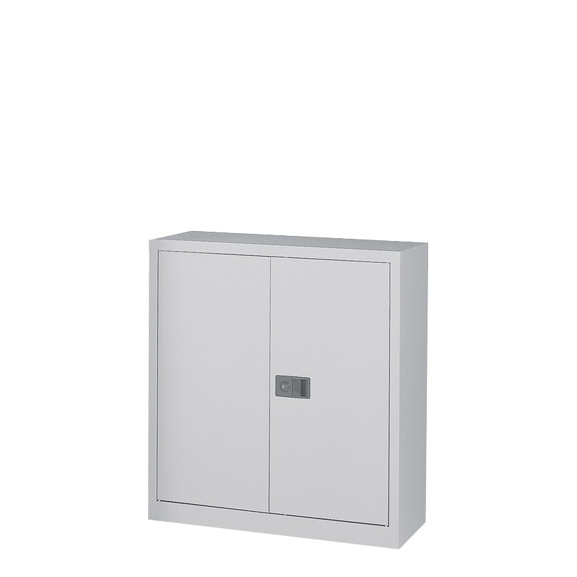 Small 2 Door Locking Stationary Cupboard with Shelves - Goose Grey